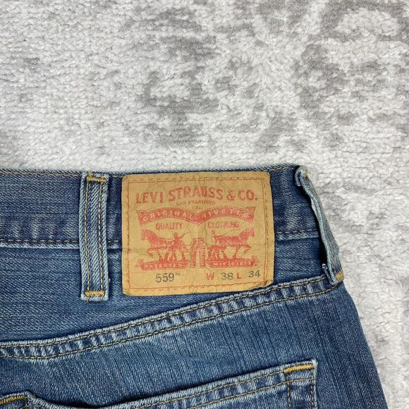 Levis 559 Jeans Mens Relaxed Straight Fit Denim Blue Wash Pants Size 38x34 - Picture 3 of 5